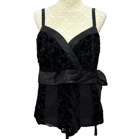 Lane Bryant 28 Surplice Top Velvet Burnout Paisley‎ Satin Babydoll Whimsigoth - Picture 1 of 11